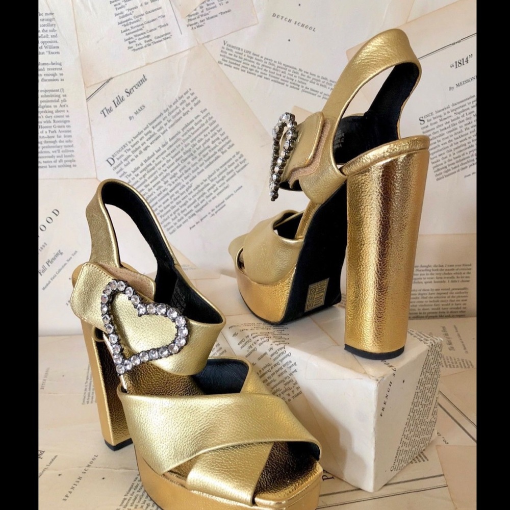 Jeffrey Campbell Pebble Leather Heart Platform 7.5 - Picture 4 of 5